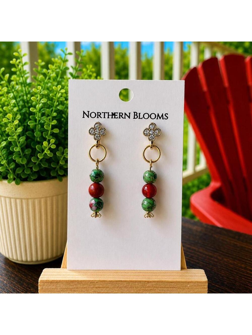 Elegant boho beaded dangle earrings